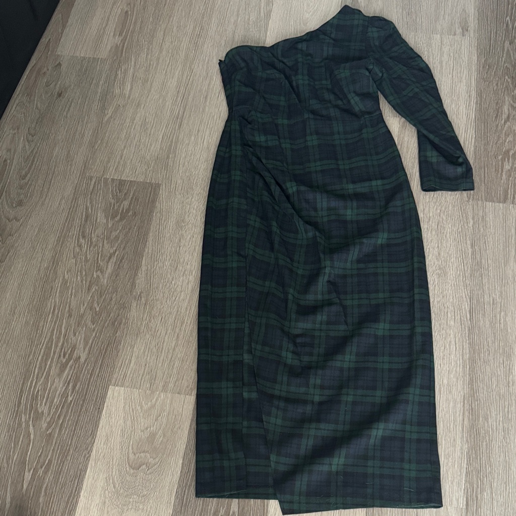 Antonio Melani X Born On Fifth Jennings One-Shoulder Plaid Velvet Maxi Dress